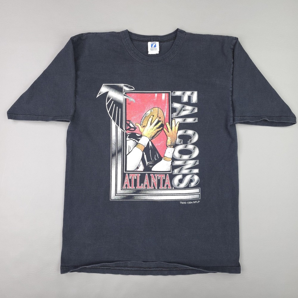 Vintage Atlanta Falcons Shirt Mens Medium Black NFL Football Logo 7 Tee 1994